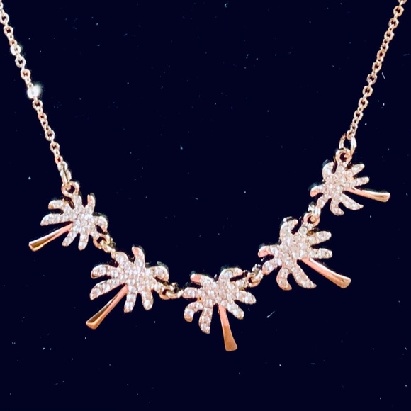 Lilly Pulitzer NWT Sparkling PALM TREE NECKLACE ⭐️GOLD tone LINK CHAIN crystal s - Picture 4 of 9